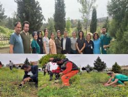 Mut Devlet Hastanesi bah�esinde fidan dikme etkinli�i